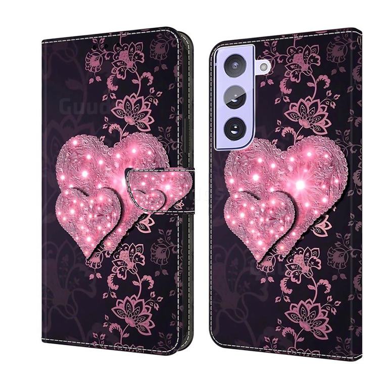 Lace Heart Crystal PU Leather Protective Wallet Case Cover for Samsung Galaxy S21 Plus
