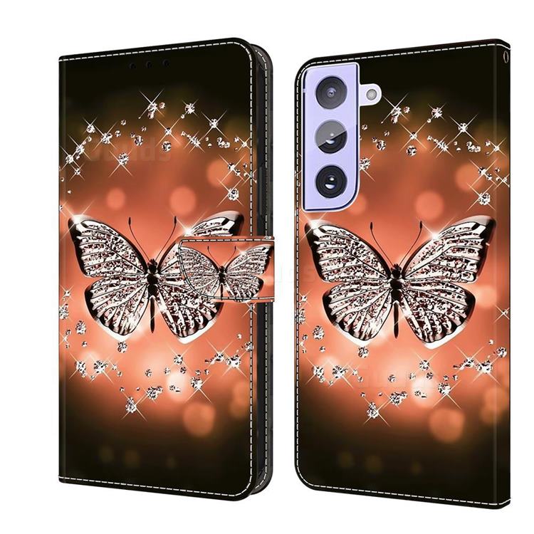 Crystal Butterfly Crystal PU Leather Protective Wallet Case Cover for Samsung Galaxy S21 Plus