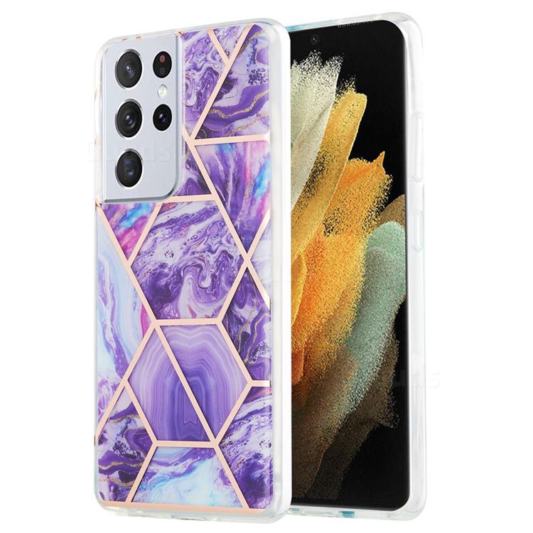 Purple Gagic Marble Pattern Galvanized Electroplating Protective Case Cover for Samsung Galaxy S21 Ultra