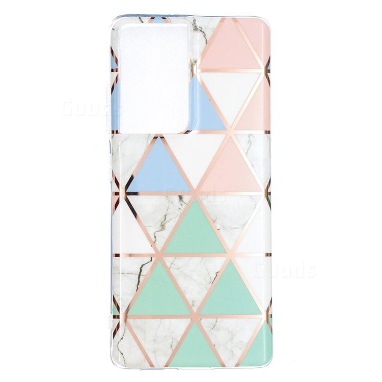 Fresh Triangle Painted Marble Electroplating Protective Case for Samsung Galaxy S21 Ultra