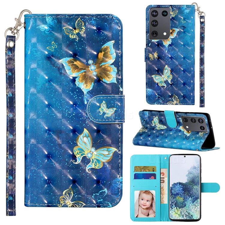 Rankine Butterfly 3D Leather Phone Holster Wallet Case for Samsung Galaxy S21 Ultra / S30 Ultra