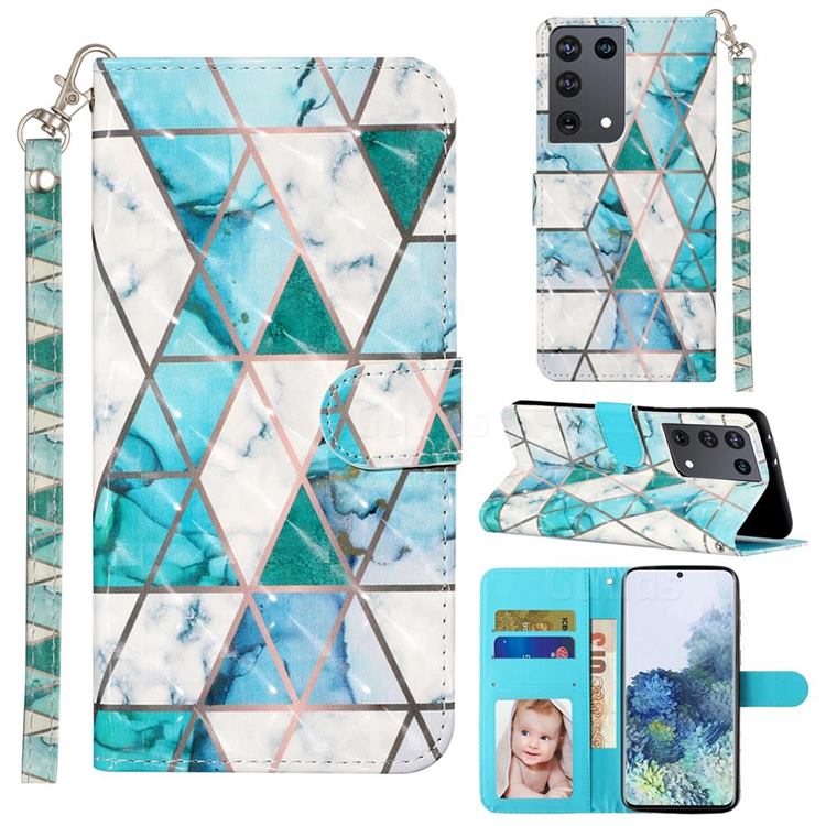 Stitching Marble 3D Leather Phone Holster Wallet Case for Samsung Galaxy S21 Ultra / S30 Ultra