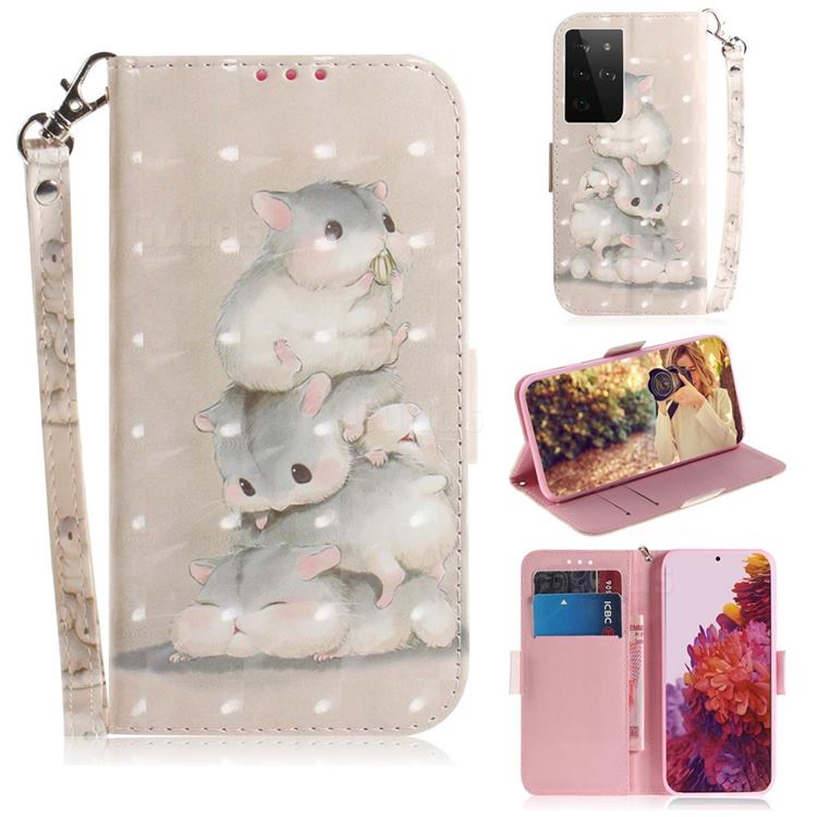 Three Squirrels 3D Painted Leather Wallet Phone Case for Samsung