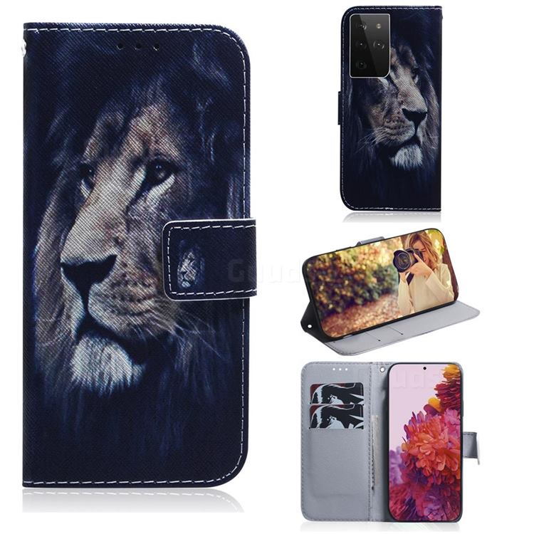 Lion Face PU Leather Wallet Case for Samsung Galaxy S21 Ultra / S30 Ultra