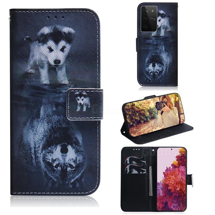 Wolf And Dog Pu Leather Wallet Case For Samsung Galaxy S21 Ultra S30 Ultra Galaxy S21 Ultra Cases Guuds