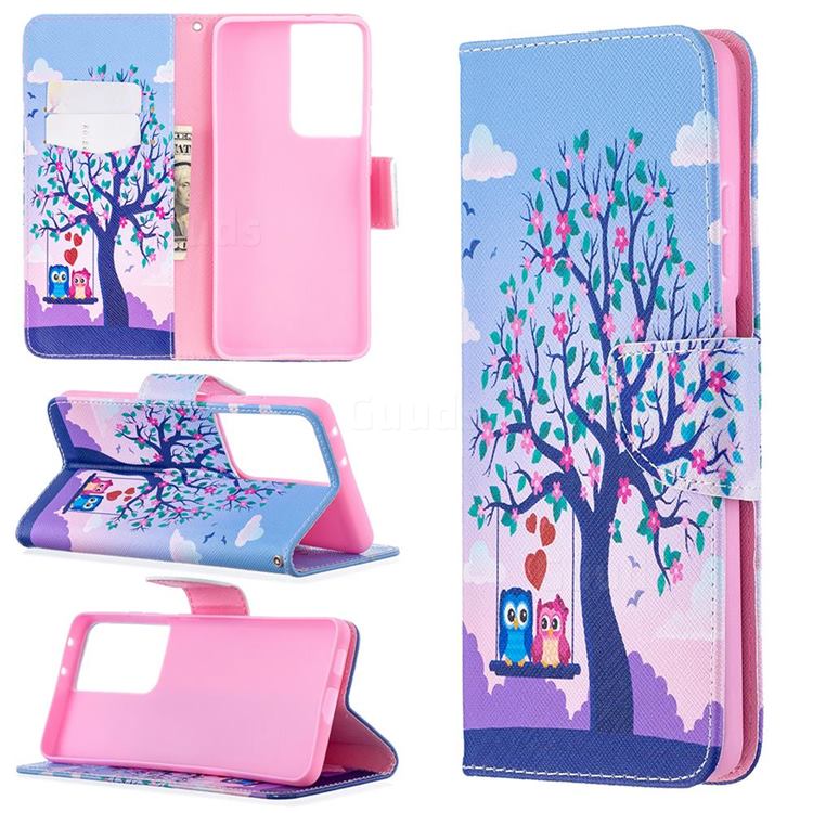 Tree and Owls Leather Wallet Case for Samsung Galaxy S21 Ultra / S30 Ultra