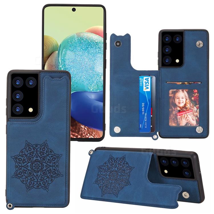 Luxury Mandala Multi Function Magnetic Card Slots Stand Leather Back Cover For Samsung Galaxy S21 Ultra Blue Galaxy S21 Ultra Cases Guuds