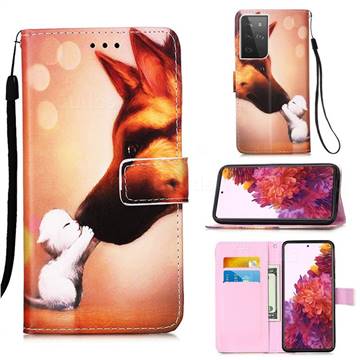 Hound Kiss Matte Leather Wallet Phone Case for Samsung Galaxy S21 Ultra