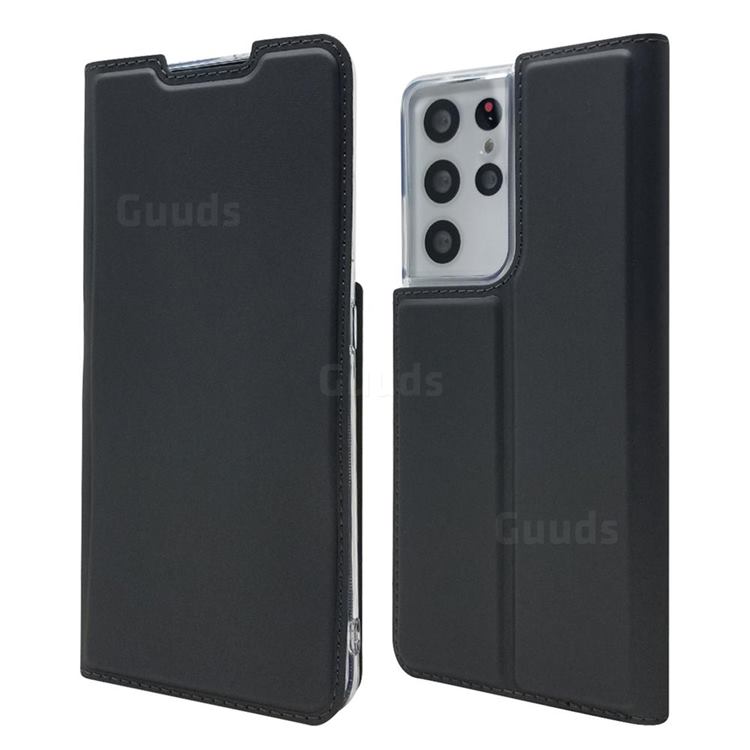 Ultra Slim Card Magnetic Automatic Suction Leather Wallet Case for Samsung Galaxy S21 Ultra - Star Grey
