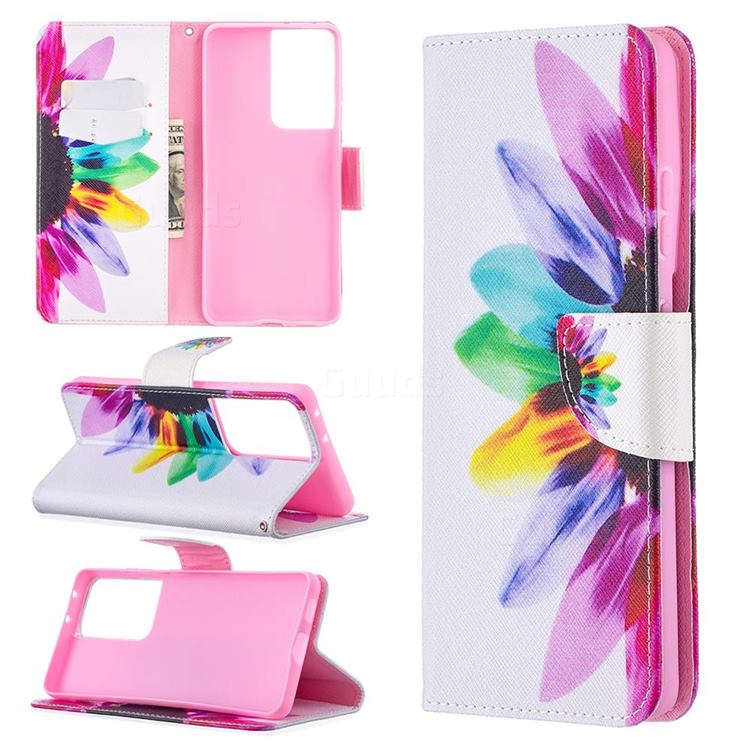 Seven-color Flowers Leather Wallet Case for Samsung Galaxy S21 Ultra