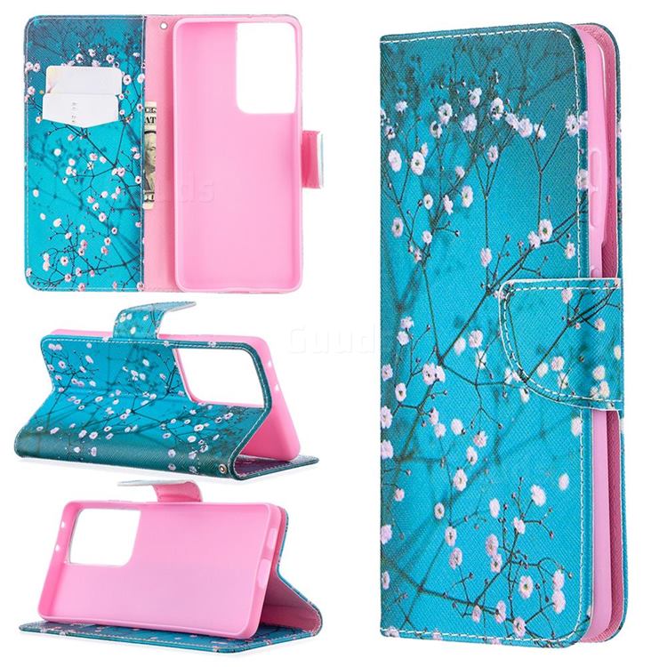 Blue Plum Leather Wallet Case for Samsung Galaxy S21 Ultra