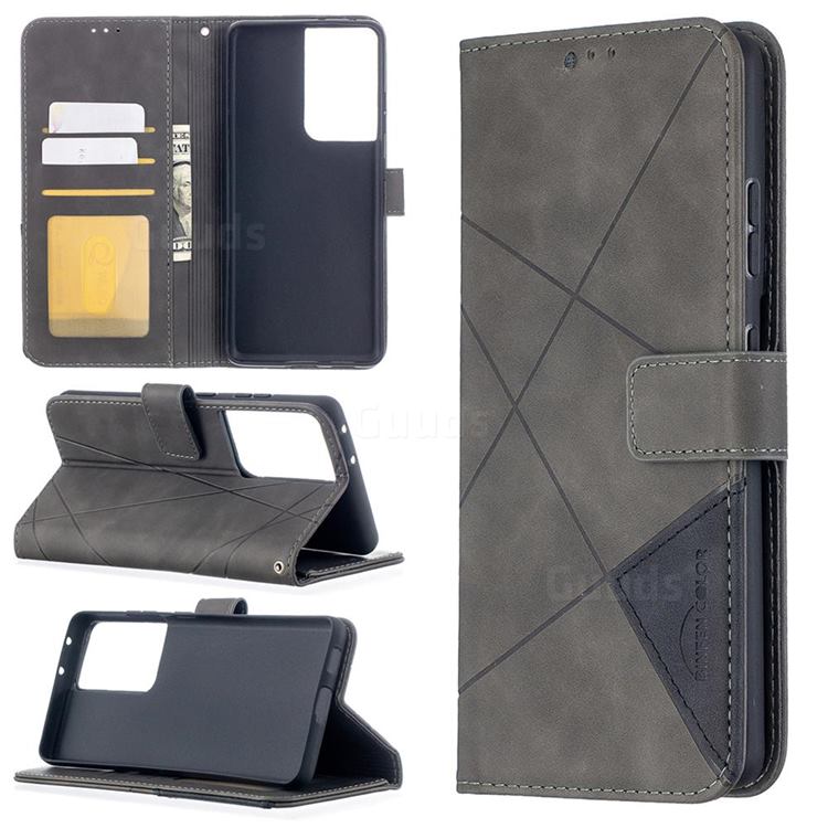Binfen Color BF05 Prismatic Slim Wallet Flip Cover for Samsung Galaxy S21 Ultra - Gray