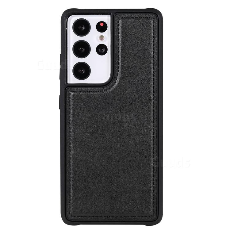 Retro Multi Functional Detachable Leather Wallet Phone Case For Samsung Galaxy S21 Ultra Black 3931