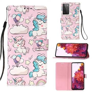 Angel Pony 3D Painted Leather Wallet Case for Samsung Galaxy S21 Ultra