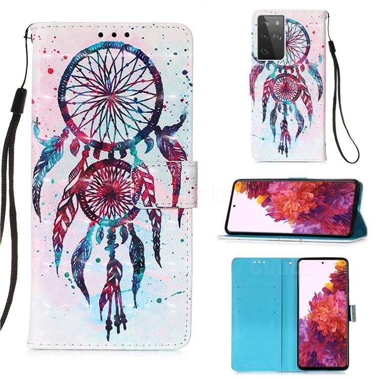 ColorDrops Wind Chimes 3D Painted Leather Wallet Case for Samsung Galaxy S21 Ultra