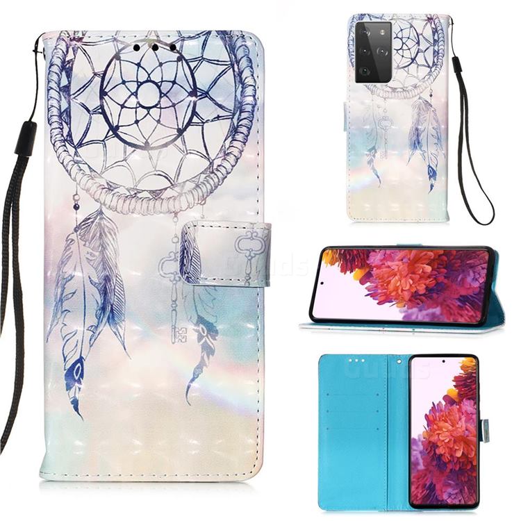 Fantasy Campanula 3D Painted Leather Wallet Case for Samsung Galaxy S21 Ultra