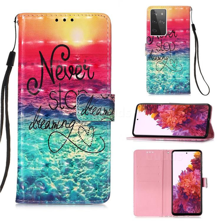 Colorful Dream Catcher 3D Painted Leather Wallet Case for Samsung Galaxy S21 Ultra