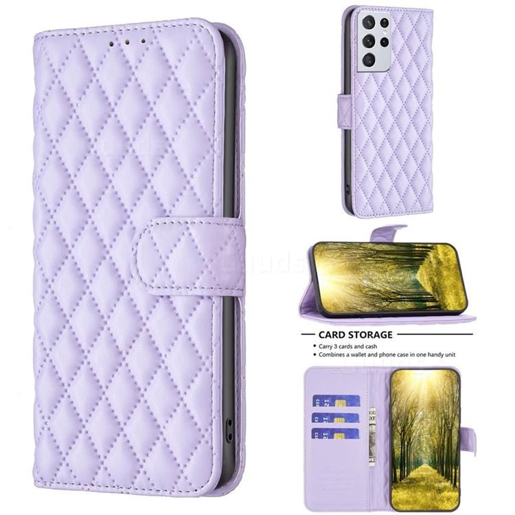 Binfen Color BF-14 Fragrance Protective Wallet Flip Cover for Samsung Galaxy S21 Ultra - Purple