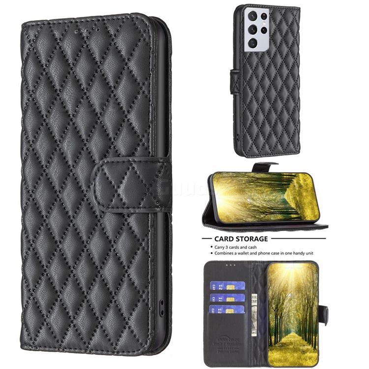 Binfen Color BF-14 Fragrance Protective Wallet Flip Cover for Samsung Galaxy S21 Ultra - Black