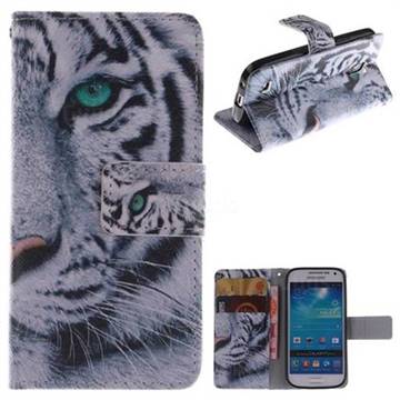 White Tiger PU Leather Wallet Case for Samsung Galaxy S4 Mini i9190