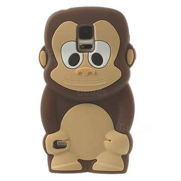 3D Monkey Silicone Case for Samsung Galaxy S5 G900 - Coffee