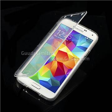 Flip Folio Style TPU Flip Case for Samsung Galaxy S5 G900 - Transparent