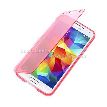 Flip Folio Style TPU Flip Case for Samsung Galaxy S5 G900 - Red