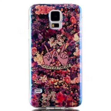 Floral Blue Ray Light TPU Case for Samsung Galaxy S5