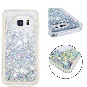 Dynamic Liquid Glitter Quicksand Sequins TPU Phone Case for Samsung Galaxy S5 G900 - Silver