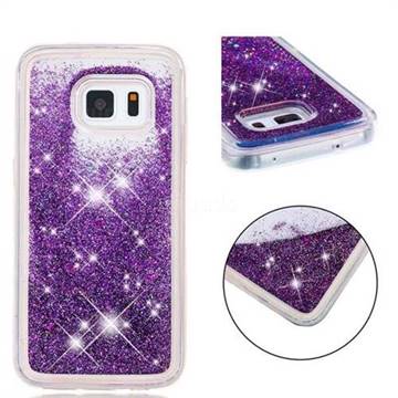 Dynamic Liquid Glitter Quicksand Sequins TPU Phone Case for Samsung Galaxy S5 G900 - Purple
