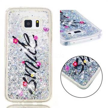 Smile Flower Dynamic Liquid Glitter Quicksand Soft TPU Case for Samsung Galaxy S5 G900