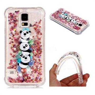 Three Pandas Dynamic Liquid Glitter Sand Quicksand Star TPU Case for Samsung Galaxy S5 G900