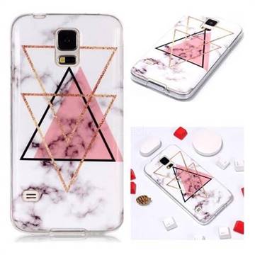 Inverted Triangle Powder Soft TPU Marble Pattern Phone Case for Samsung Galaxy S5 G900