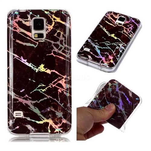 Black Brown Marble Pattern Bright Color Laser Soft TPU Case for Samsung Galaxy S5 G900
