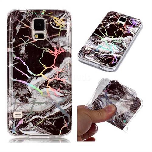 White Black Marble Pattern Bright Color Laser Soft TPU Case for Samsung Galaxy S5 G900