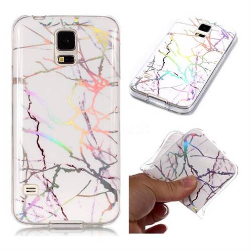 Color White Marble Pattern Bright Color Laser Soft TPU Case for Samsung Galaxy S5 G900