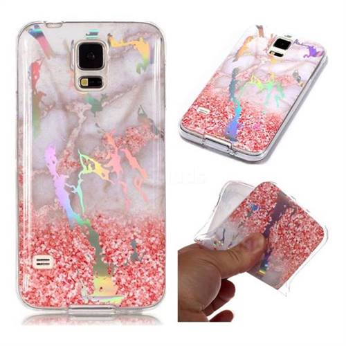 Powder Sandstone Marble Pattern Bright Color Laser Soft TPU Case for Samsung Galaxy S5 G900