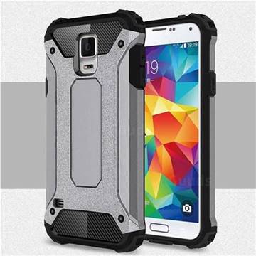 King Kong Armor Premium Shockproof Dual Layer Rugged Hard Cover for Samsung Galaxy S5 G900 - Silver Grey