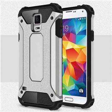 King Kong Armor Premium Shockproof Dual Layer Rugged Hard Cover for Samsung Galaxy S5 G900 - Technology Silver
