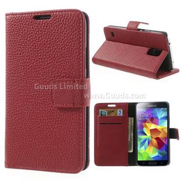 Litchi Leather Case for Samsung Galaxy S5 G900 - Red