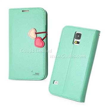 HelloDeere Cherry Series Leather Case for Samsung Galaxy S5 G900 - Tiffany