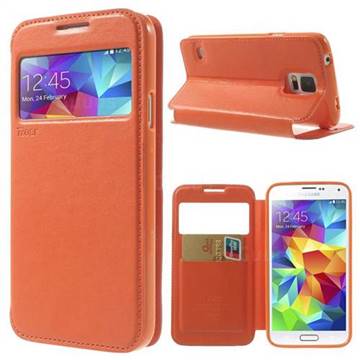 Roar Korea Noble View Leather Flip Cover for Samsung Galaxy S5 G900 - Orange