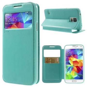 Roar Korea Noble View Leather Flip Cover for Samsung Galaxy S5 G900 - Cyan