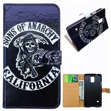Black Skull Leather Wallet Case for Samsung Galaxy S5 G900