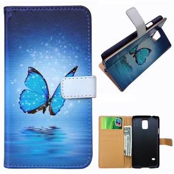 Sea Blue Butterfly Leather Wallet Case for Samsung Galaxy S5 G900