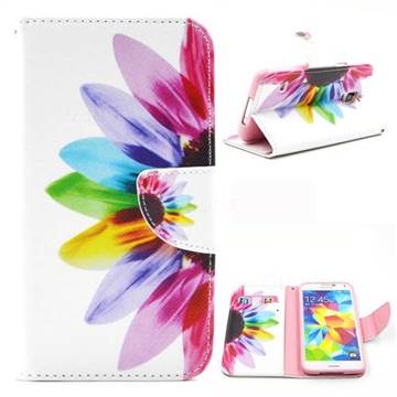 Seven-color Flowers Leather Wallet Case for Samsung Galaxy S5 G900
