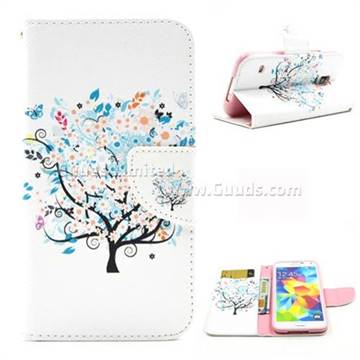 Colorful Tree Leather Wallet Case for Samsung Galaxy S5 G900