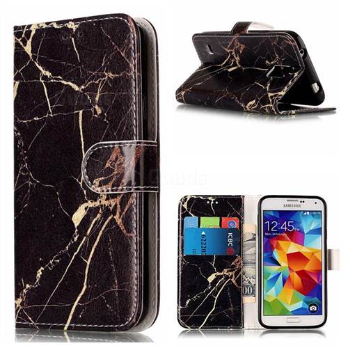 Black Gold Marble PU Leather Wallet Case for Samsung Galaxy S5
