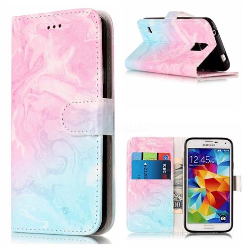 Pink Green Marble PU Leather Wallet Case for Samsung Galaxy S5