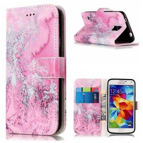Pink Seawater PU Leather Wallet Case for Samsung Galaxy S5
